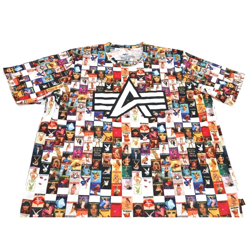 Playboy Magazine Covers Alpha Industries T shirt Tee Large